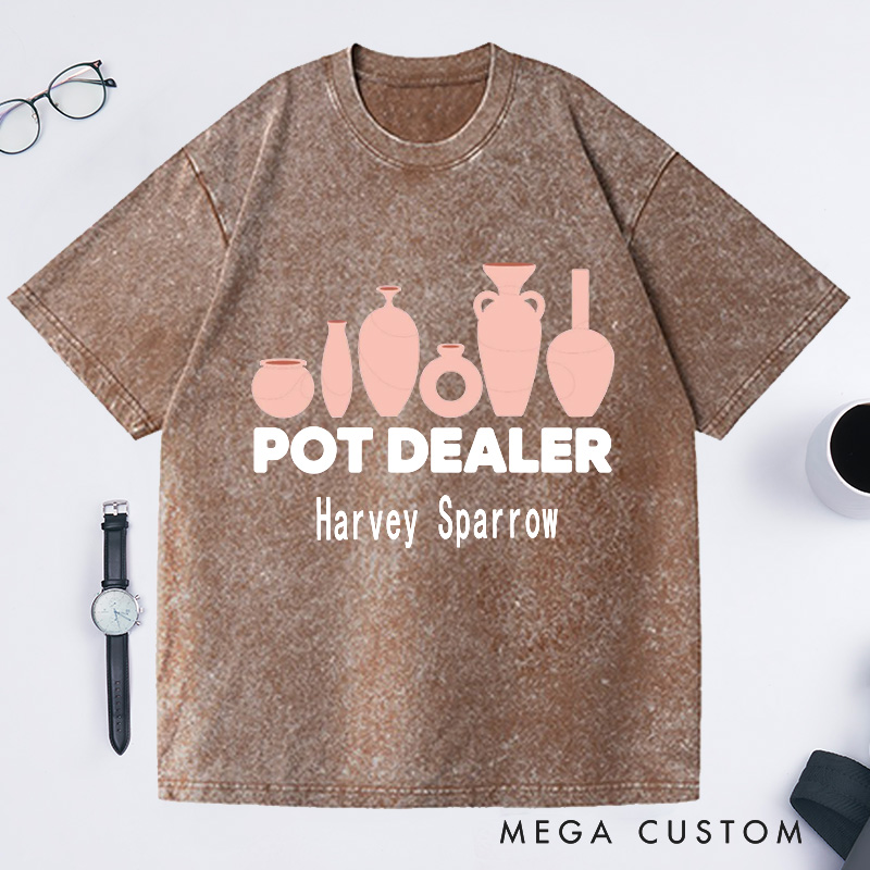 Personalized Pot Dealer Washed T-Shirts Pottery Lover Gift Potters Gifts Clay Tshirt Custom Tee