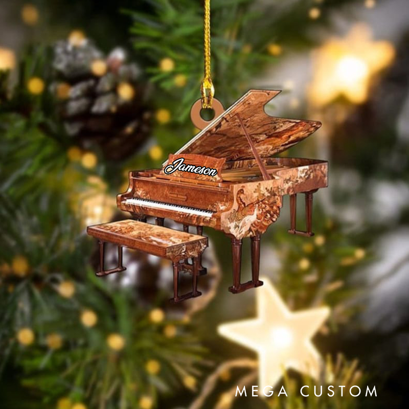 Personalized Piano Christmas Ornament and Music Christmas Flat Ornament and Piano Lovers Acrylic Ornament and Musician Gift