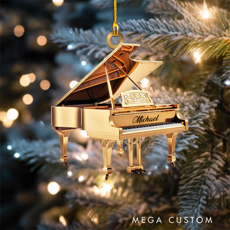 Personalized Name Piano Christmas Ornament and Christmas Tree Hanging Decor and Music Lover Gift