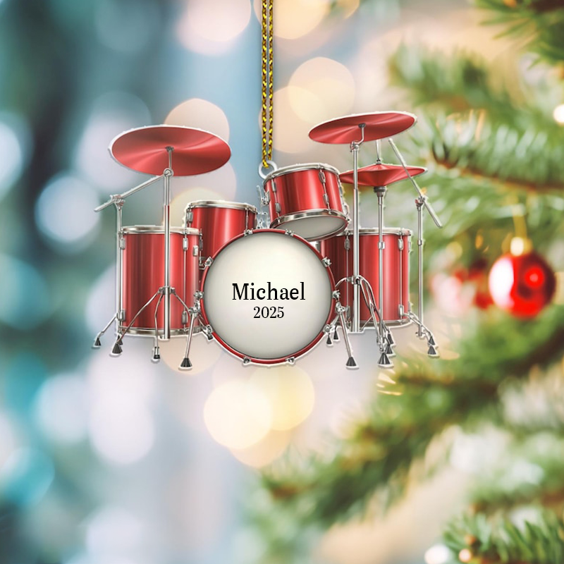 Personalized Name Drum Ornament and Christmas Gifts for Drummer and Ornaments Gift for Drum Lovers