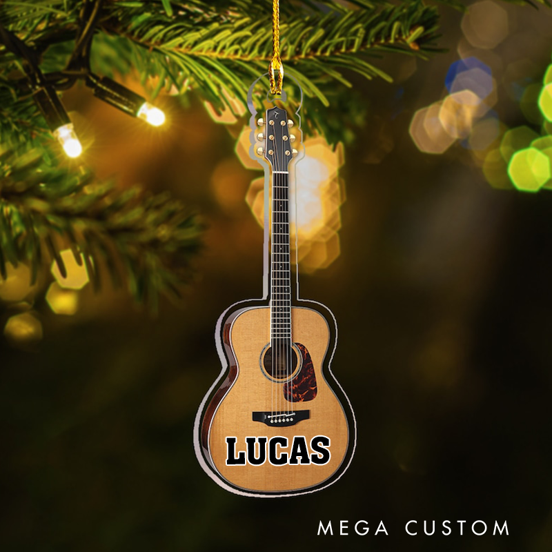 Personalized Name Guitar Ornament and Christmas Gift for Guitar Team and Tree Decor and Guitar Christmas Ornament