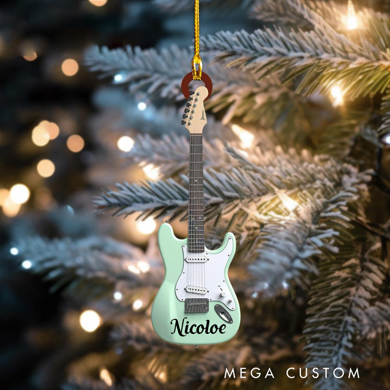 Personalized Name Classic Guitar Christmas Ornament and Christmas Tree Hanging Decor and Guitar Lover Gift