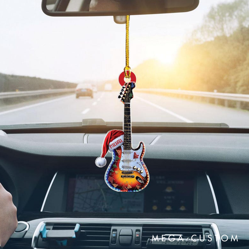 Personalized Name Classic Guitar Christmas Ornament and Christmas Tree Hanging Decor and Guitar Lover Gift