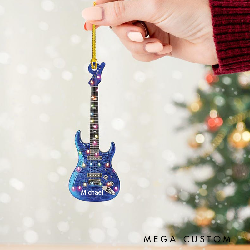 Personalized Guitar Ornament and Guitar Christmas Ornament and Electric Guitar Ornament and Guitarist Ornament Gift and Music Band Ornament