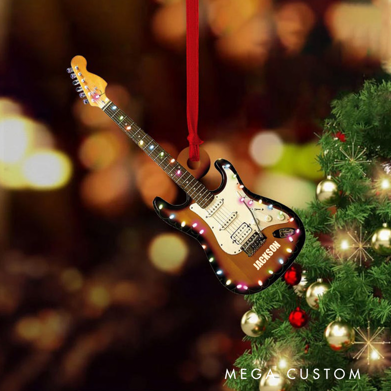 Personalized Guitar Ornament and Guitar Christmas Ornament and Guitar Xmas Decor and Christmas Gift for Music Lovers