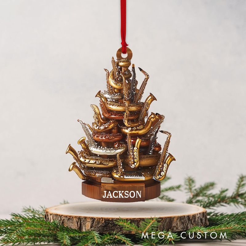 Personalized Saxophone Ornament and Saxophone Christmas Ornament and Saxophone Xmas and Christmas Gift for Music Lovers and Saxophone Players