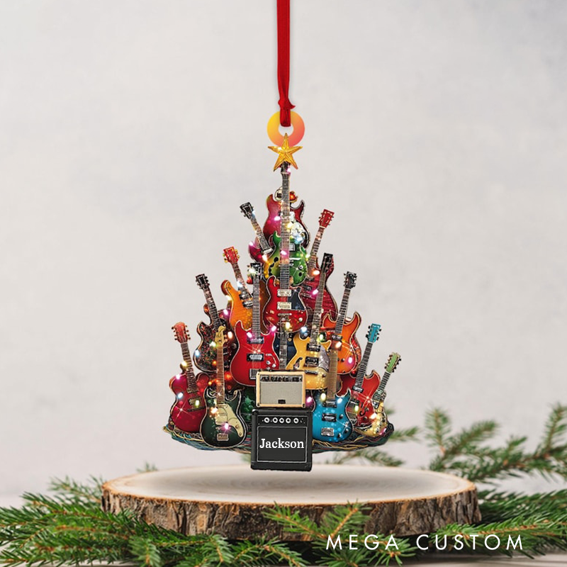 Personalized Electric Guitar Ornament and Guitar Christmas Ornament and Guitar Xmas Decor and Christmas Gift for Music Lovers and Guitar Players