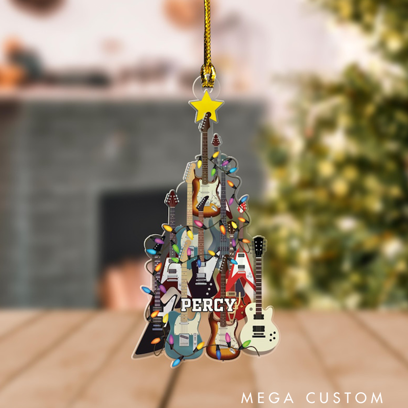 Personalized Electric Guitar Ornament and Guitar Christmas Ornament and Guitar Xmas Decor and Xmas Gift for Music Lovers and Guitar Players
