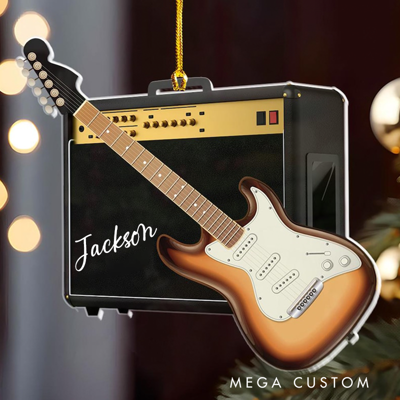 Personalized Guitar Christmas Ornament and Personalized Guitar Ornament and Guitar Lover Gifts and Guitar Ornament and Gift for Guitar Players