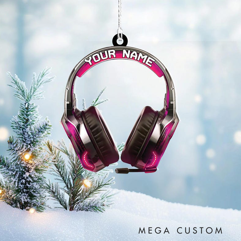 Personalized Gaming Head Phones Light Christmas Ornament and Gaming Ornament and Gamer Christmas Ornament and Video Game Ornament Gift