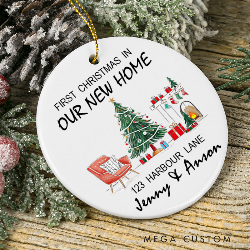 Personalized First Christmas in Our New Home Ceramic Ornament Holiday Keepsake Gift for Couples New Home Décor 2025