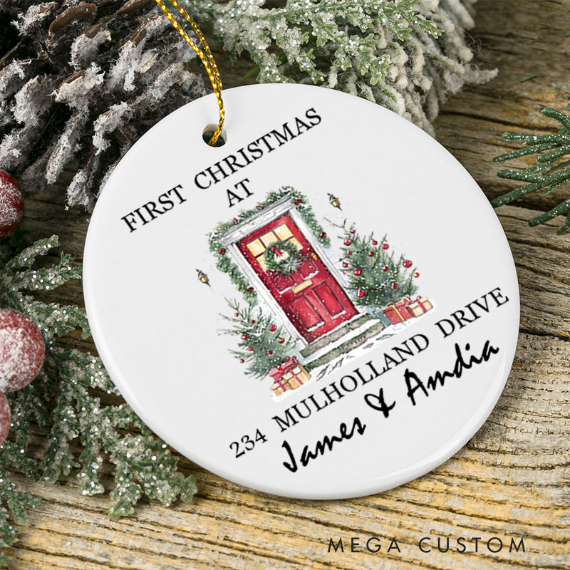 Personalized First Christmas at New Home Ceramic Ornament Holiday Keepsake Gift for Couples Christmas Tree Décor New Home Ornament 2025