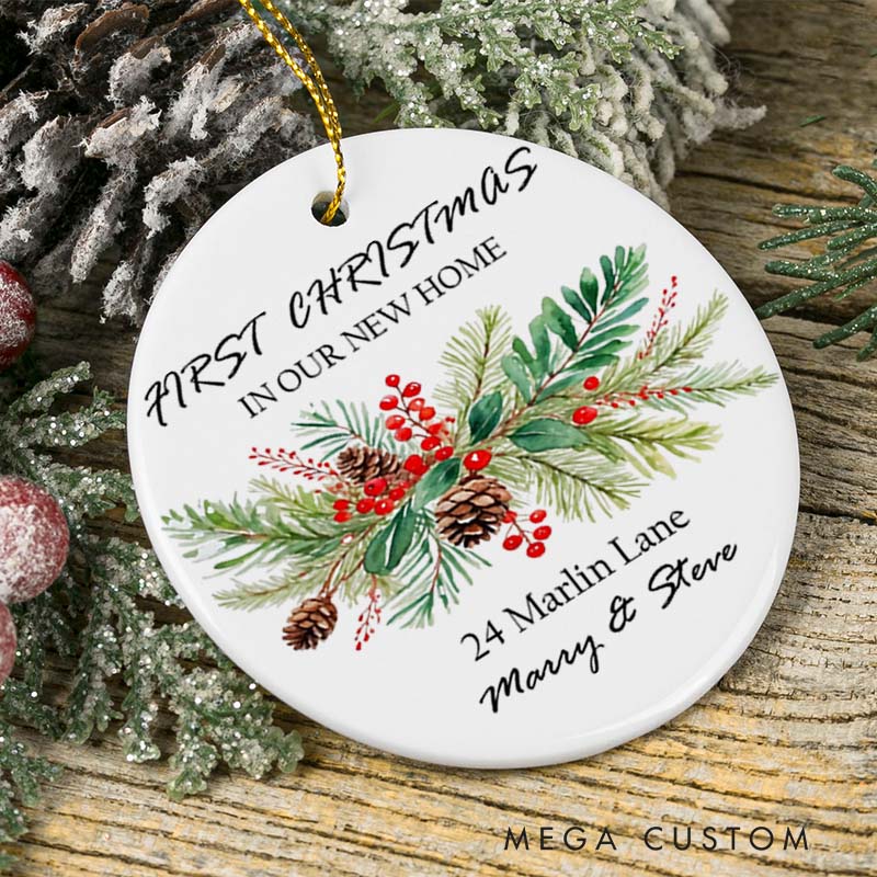 Personalized First Christmas in Our New Home Ceramic Ornament Holiday Keepsake Gift for Couples Christmas Tree Décor New Home Ornament 2025