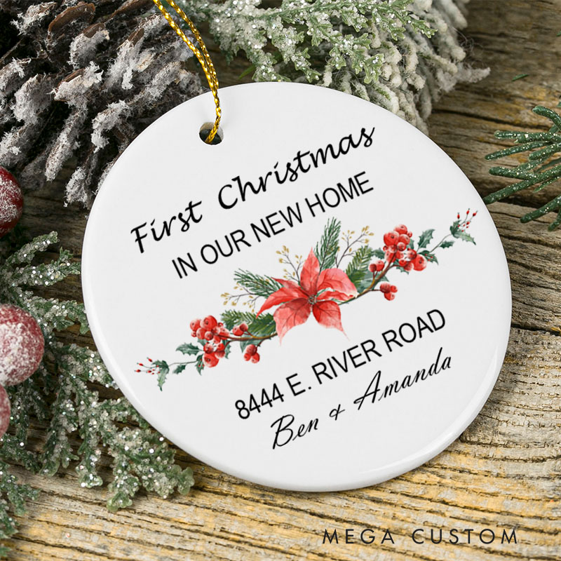 Personalized First Christmas in Our New Home Ornament 2025 New Home Address Keepsake Gift Custom Couple Holiday Tree Ornament Christmas Gift