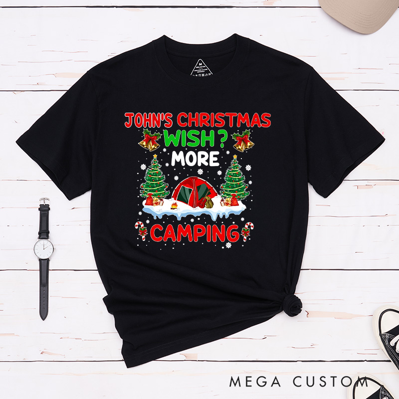 Personalized Christmas Wish T-Shirt Merry Christmas Camper Shirt Christmas Gift for Hiking Outdoors Lover