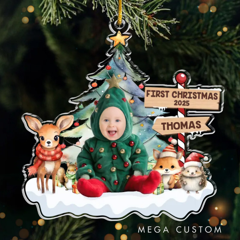 Personalized Photo Under The Mistletoe With My Little Bundle Of Joy Christmas Gift for Baby