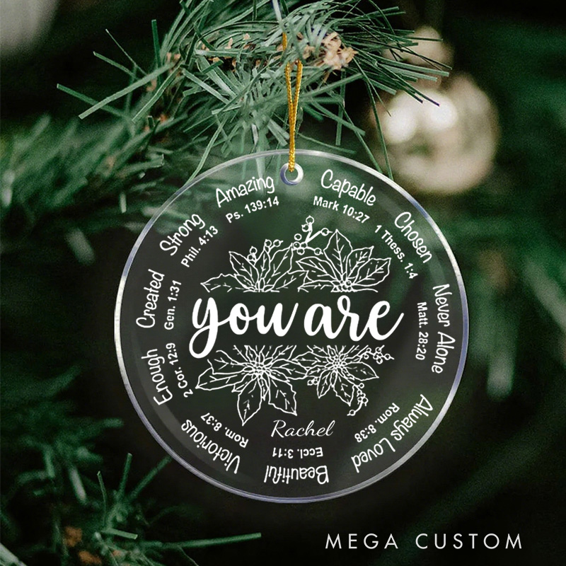 Personalized you are Bible Verse Acrylic Circle Ornament with Name Religious Gift Birthday Gift for Women