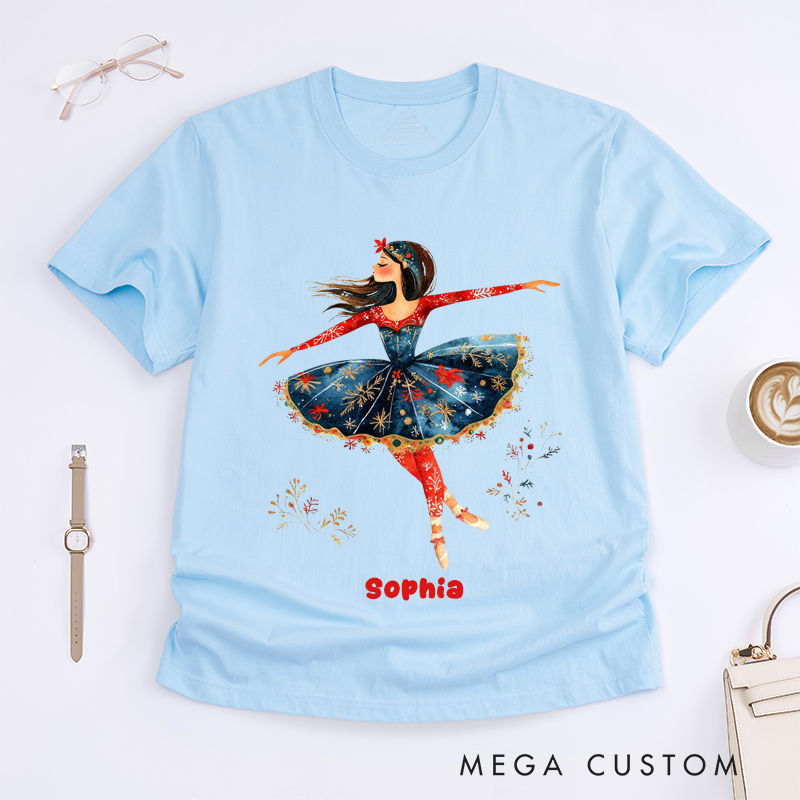 Personalized Ballerina T-Shirts Custom Name Ballet Dancer Design Gift for Girls Unique Dance Lover TeePresent for Daughter and Grandaughter