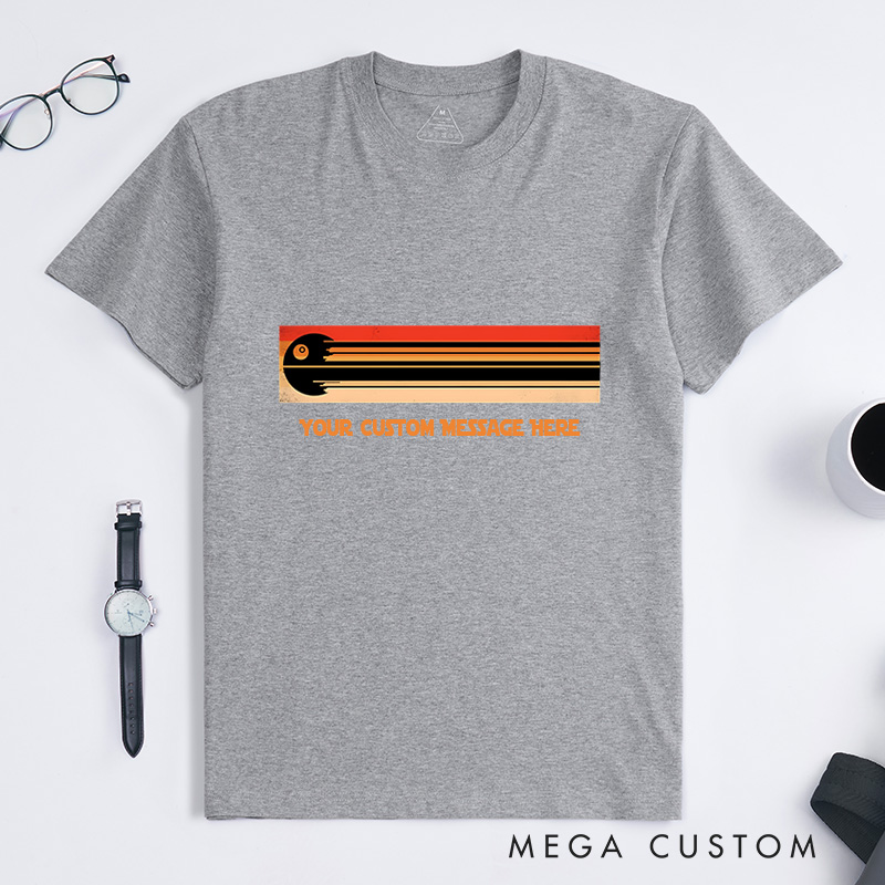 Personalized Retro Death Star T-Shirt Game Sci-fi Movie Lovers Shirt Gift for Geek Nerd