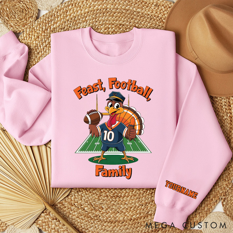 [Copy]Personalized Thanksgiving American Football Turkey Sweatshirt with Custom Player Name