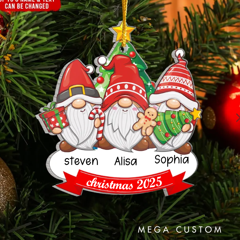 Personalized Gnomes Ornament Family Christmas Ornaments and Personalized Gnome Ornament for Christmas Tree Decor