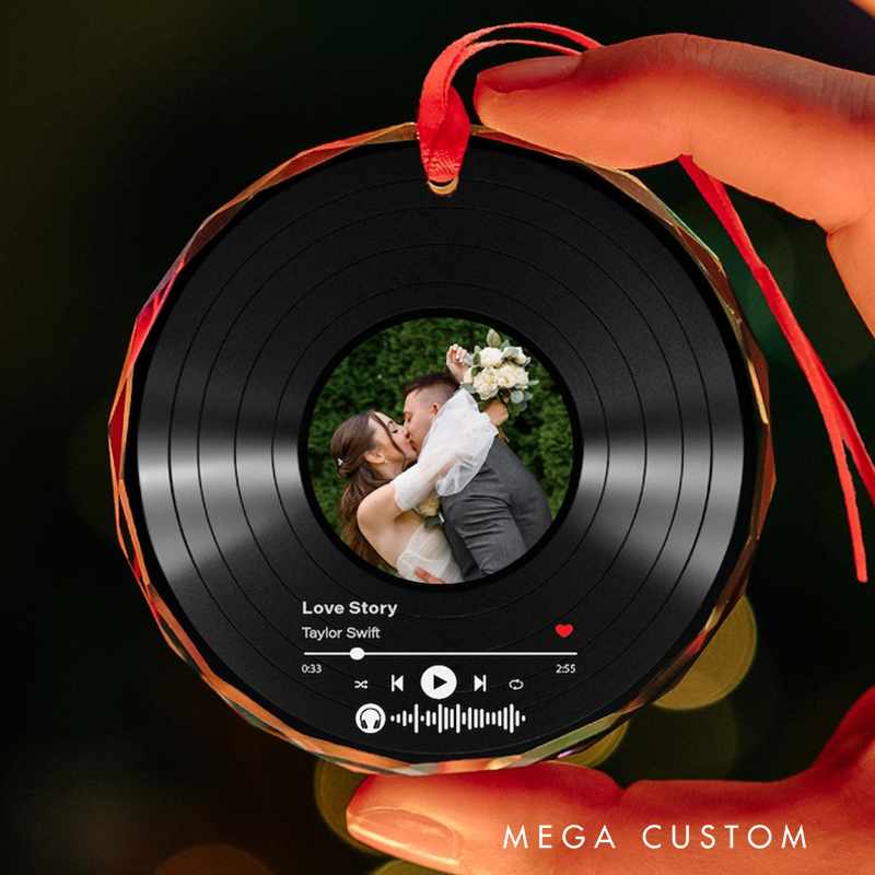 Personalized Song Photo Ornament and Couple Song Ornament Personalized Album Cover Music Plaque Acrylic Record Plaque Music Gift
