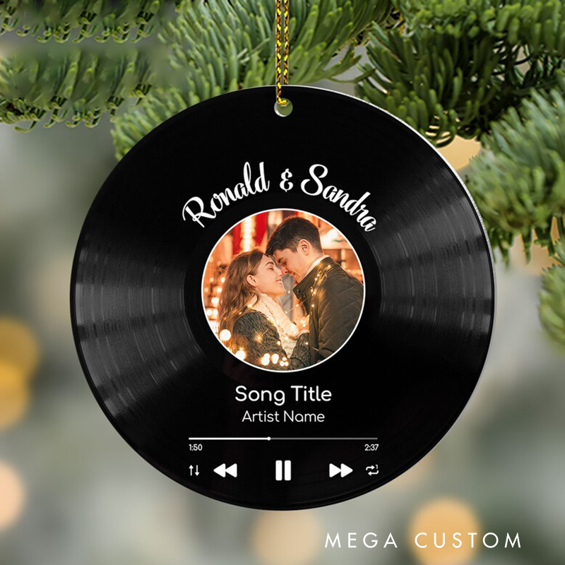 Personalized Couple Photo Ornament and Song Photo Ornament Personalized Album Cover Music Plaque Acrylic Record Plaque Music Gift