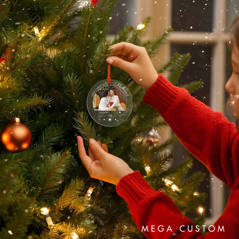 Personalized Couple Photo and Song Ornament Personalized Album Cover Music Plaque Acrylic Record Plaque Music Gift