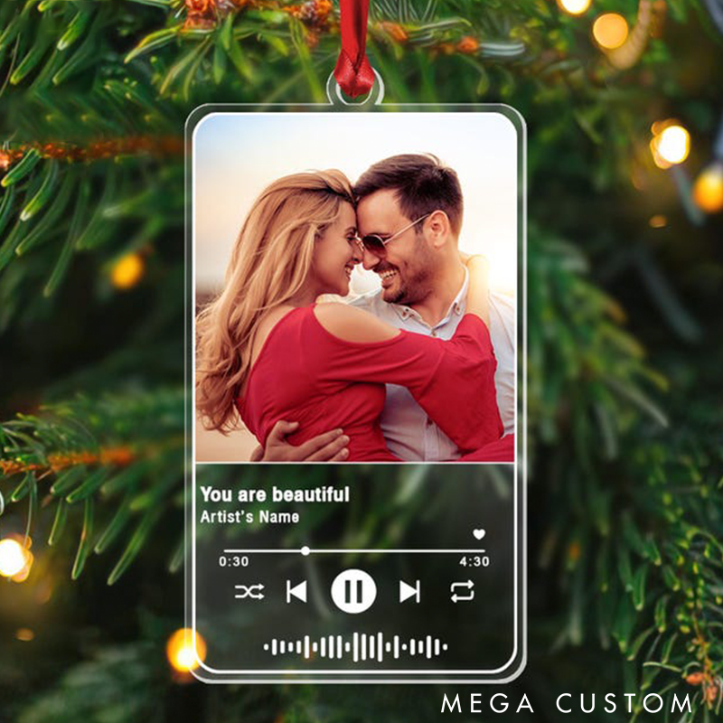 Personalized Song Photo Ornament Custom Song Name Christmas Couple Ornament and Custom Photo Couple Ornament and Love Song Ornament