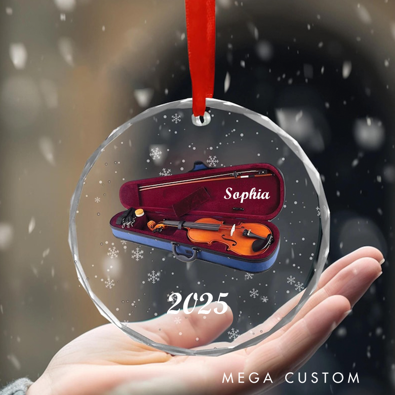 Personalized Violin Glass Ornament and Custom Violin Lovers Gift and Violinist Christmas Gift