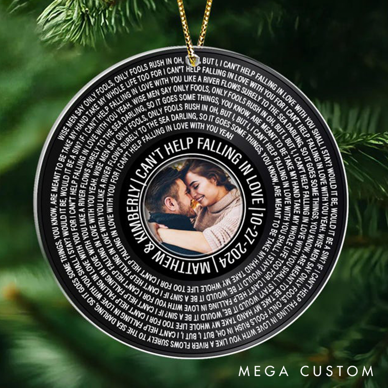 Personalized Song Photo Ornament and Couple Vinyl Record Christmas Ornament and Personalized Couple Photo Ornament