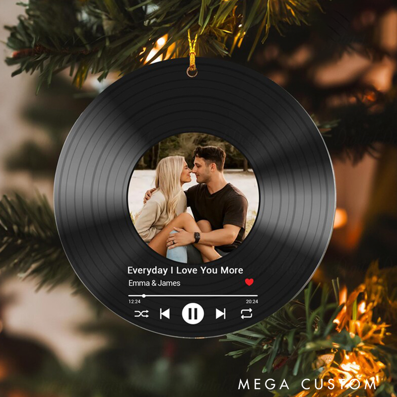 Personalized Song Photo Ornament and Couple Vinyl Record Christmas Ornament and Personalized Couple Song Photo Ornament and Couple Xmas Keepsake