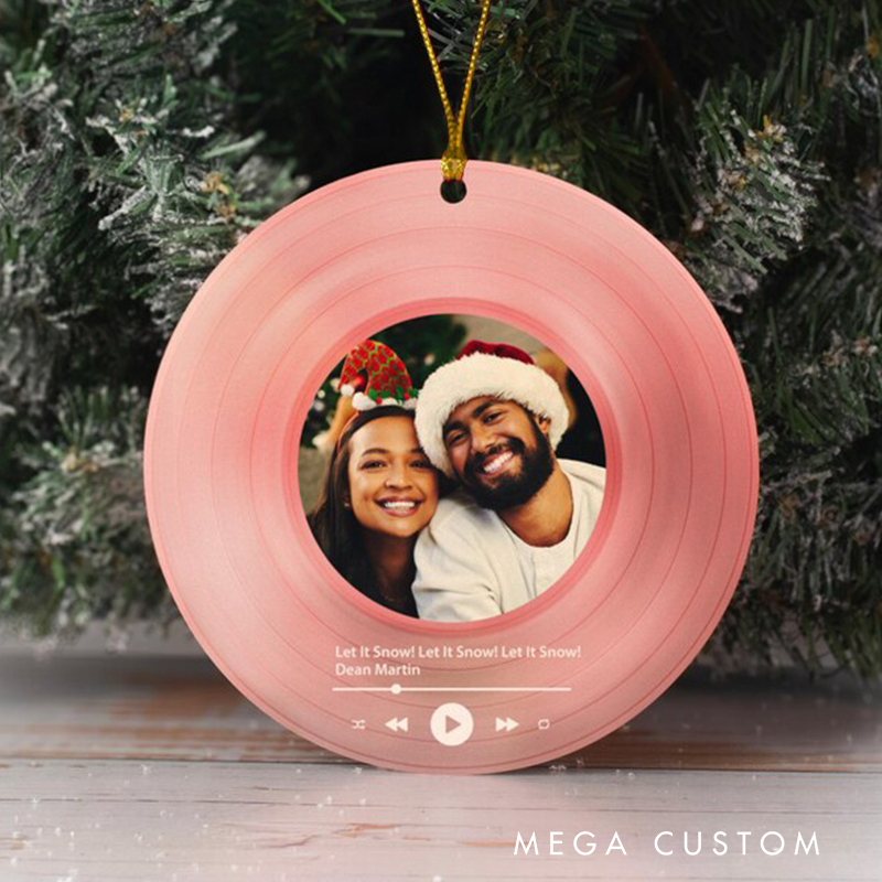 Personalized Song Photo Ornament and Couple Song Ornament and Vinyl Record Photo Ornament and Couple Song Photo Ornament Couples Gifts