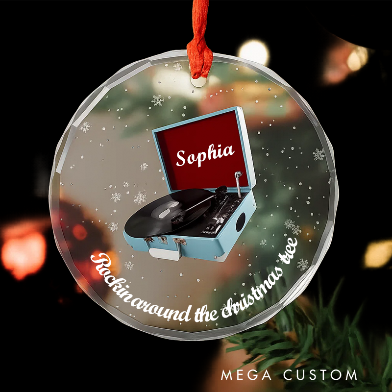 Personalized Vinyl Record Collection Glass Ornament and Personalized Ornament and Christmas Gift for Vinyl Lovers
