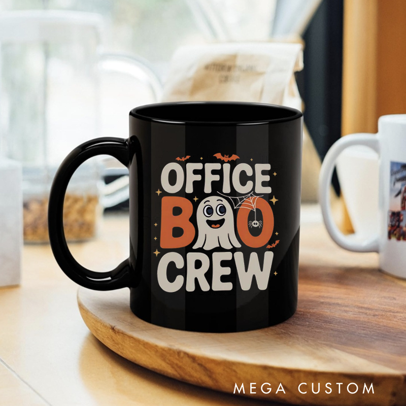 Personalized Office Worker Mug Gift Office Boo Crew with a Cute Ghost Funny Halloween Themed Design Mug Appreciation Gift for Coworkers