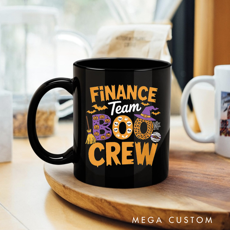 Personalized Office Worker Mug Gift Finance Team Boo Crew Funny Halloween Themed Design Mug Appreciation Gift for Coworkers