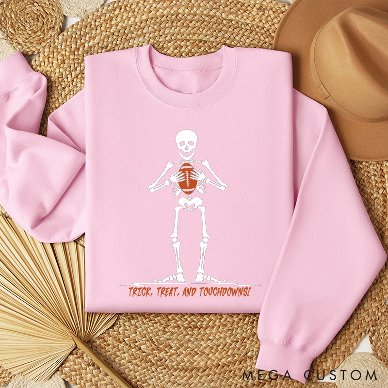 Personalized American Football Sweatshirt with Custom Text for Spooky Season Meets Game Day