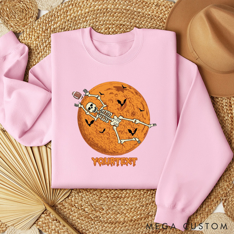 Personalized Skeleton Moon American Football Sweatshirt with Custom Your Text