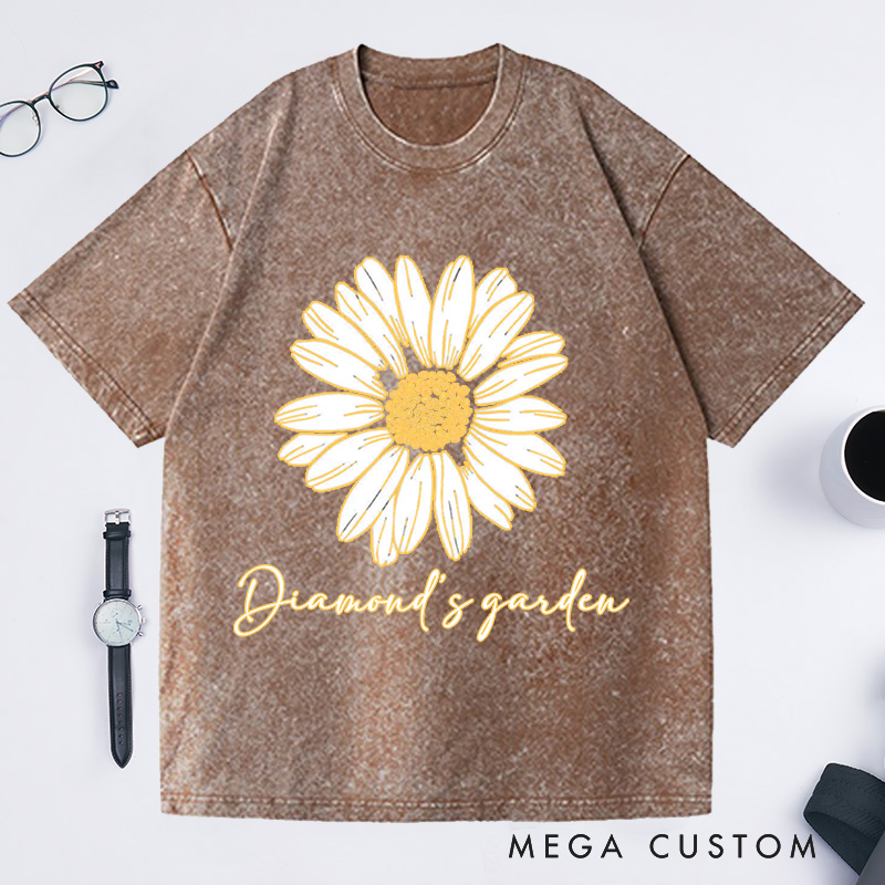 Personalized Daisy Washed T-Shirts Wildflower Shirt Floral Shirt Gift Plant Lover Gift Gardening Lover Gift Flower Tee Plant Lover Tee
