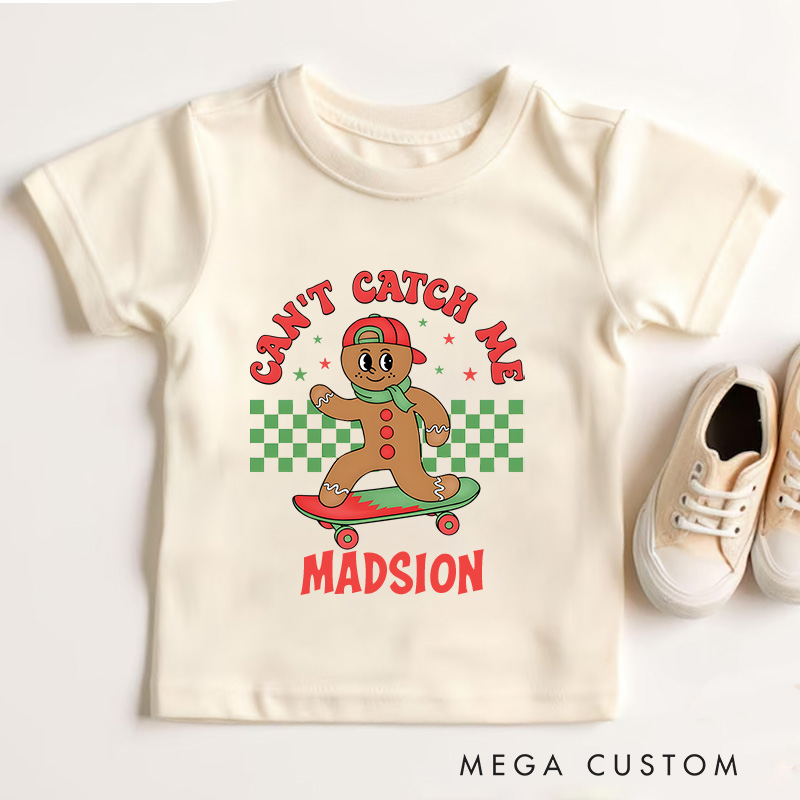 Personalized Gingerbread Kids Christmas T-Shirt Boy or Girl Christmas Gift