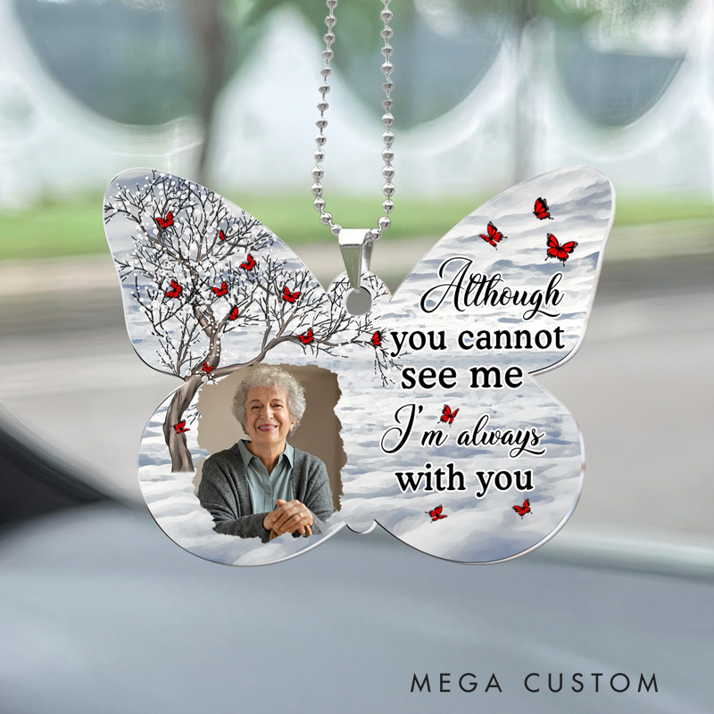Personalized Photo Car Ornament Rear View Mirror Accessory Sympathy Gift For Loss of Loved One Your Wings Were Ready But My Heart Was Not 