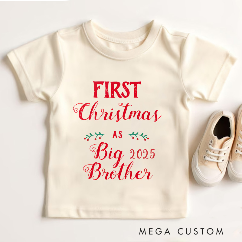 Personalized First Christmas as Big Brother Kids Matching T-Shirt