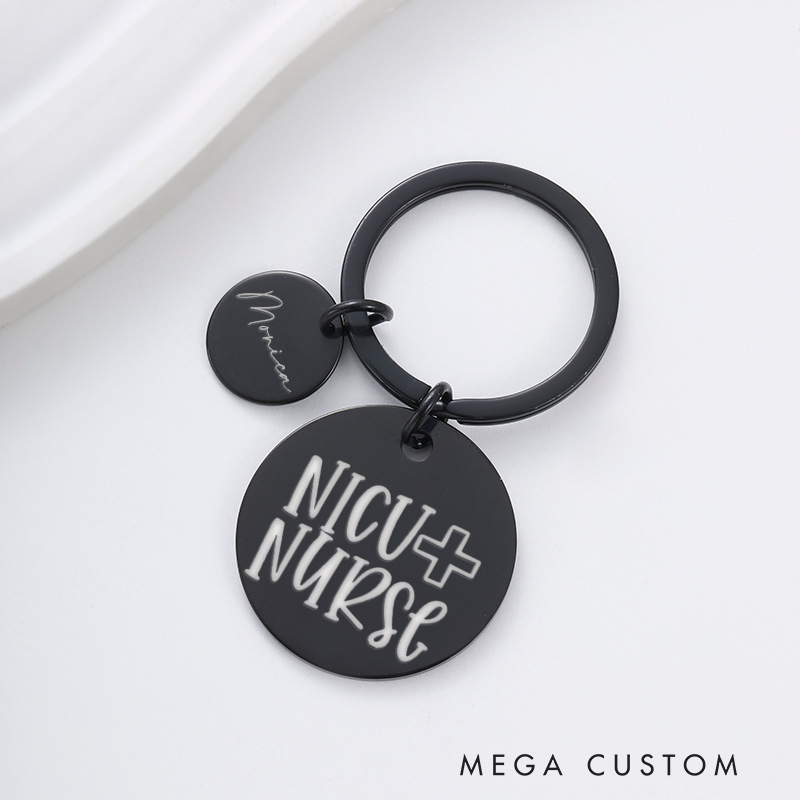 Personalized Nurse Stainless Steel Keychain Engraved Keychain Gift for Nurse NICU Nurse Design Keychain