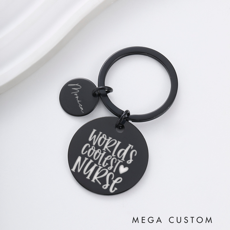 Personalized Nurse Stainless Steel Keychain Engraved Keychain Gift for Nurse World's Coolest Nurse Design Keychain