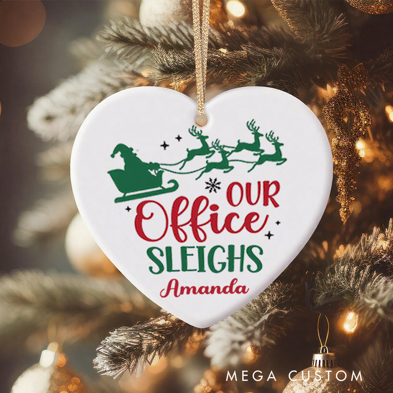 Personalized Office Worker Christmas Ornament Our Office Sleighs with Christmas Elements Ornament Appreciation Gift for Coworkers