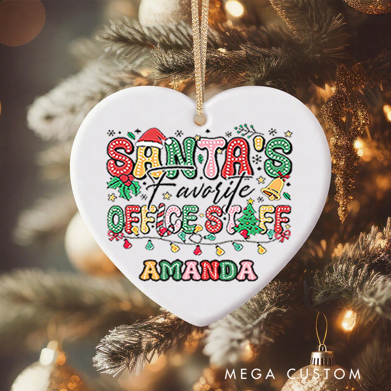 Personalized Office Worker Christmas Ornament Santa's Office Staff with Christmas Elements Ornament Appreciation Gift for Coworkers