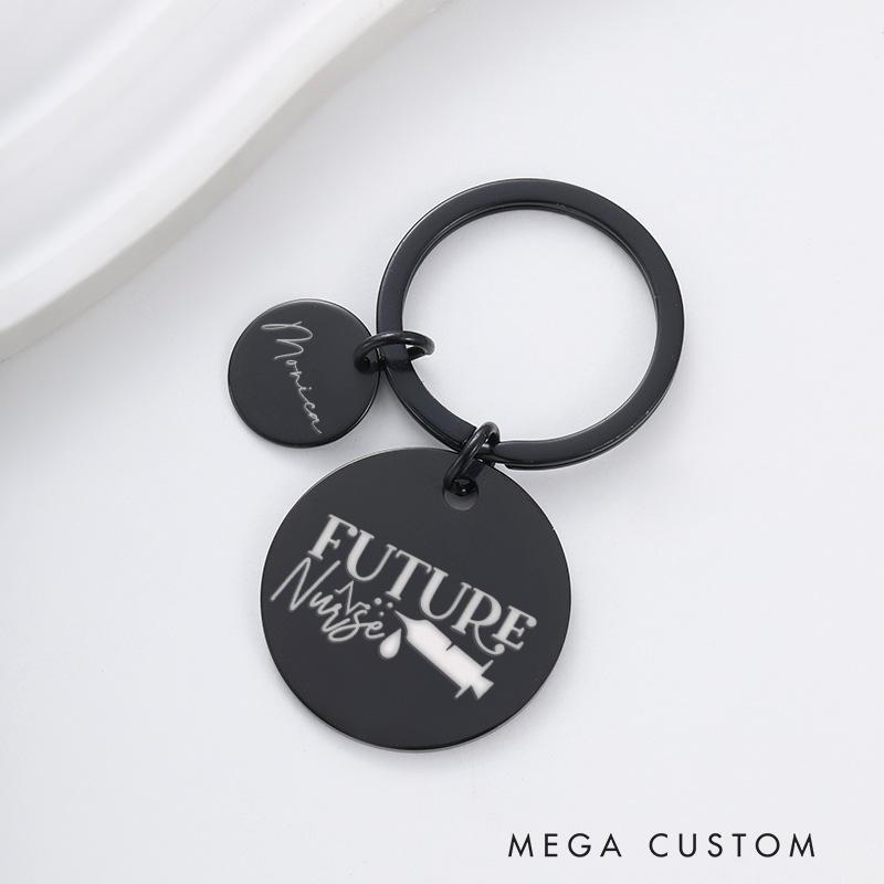Personalized Nurse Stainless Steel Keychain Engraved Keychain Gift for Nurse Future Nurse Design Keychain