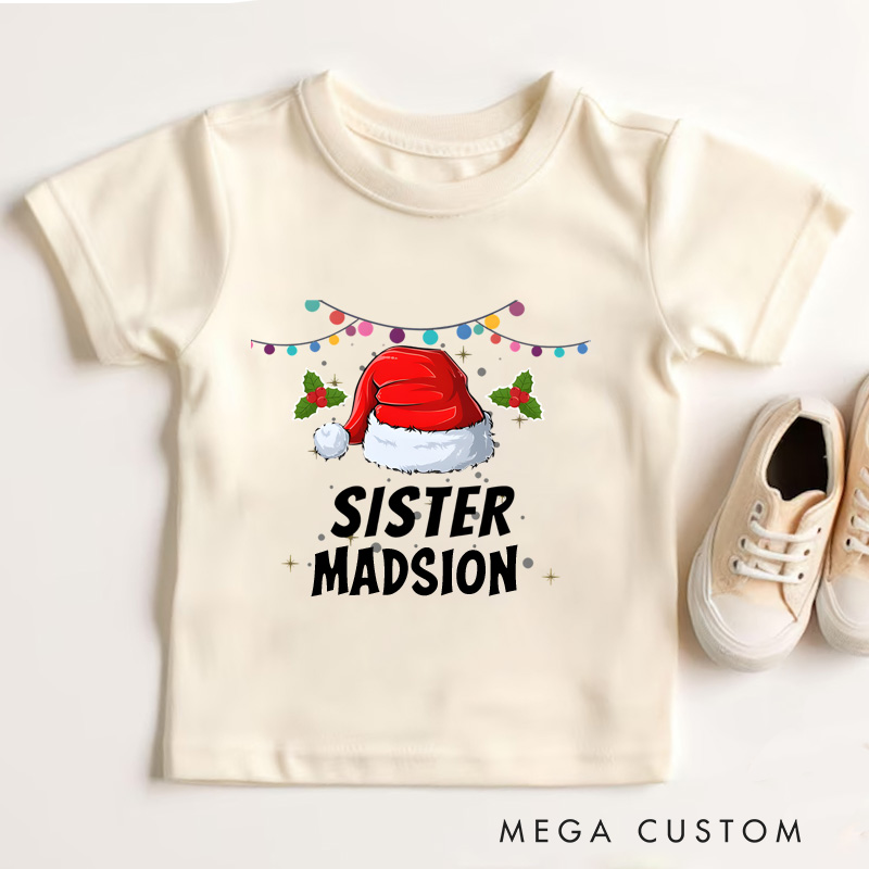 Personalized Cute Funny Santa Hat Christmas Kids T-Shirt Gift for Kids