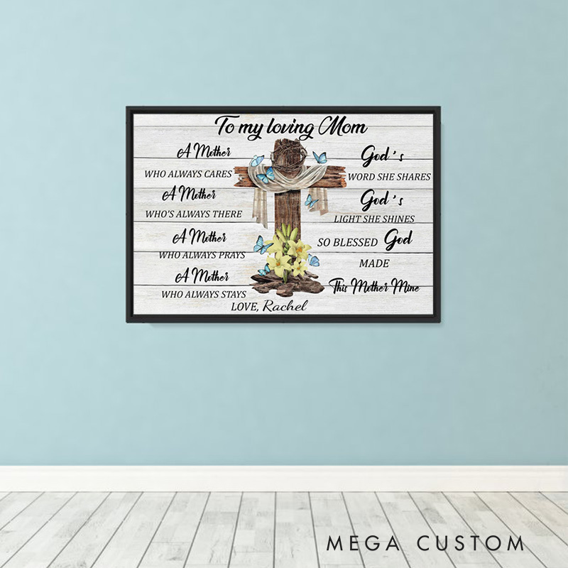 Personalized God's Word she Shares Framed Canvas Painting with Name Religious Wall Art Gift for Mother