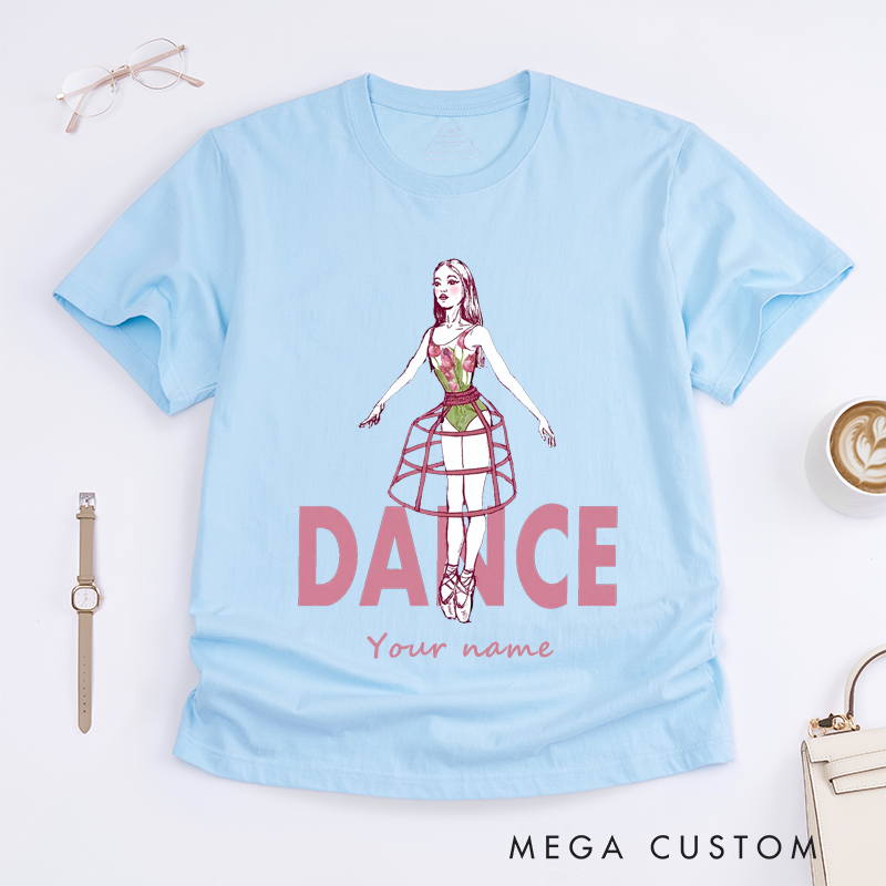 Personalized Ballet Dancer T-Shirt Unique Floral Dance Costume Sketch Gift for Women Girls Custom Ballerina Outfit Tee Artistic Ballet Lover Present